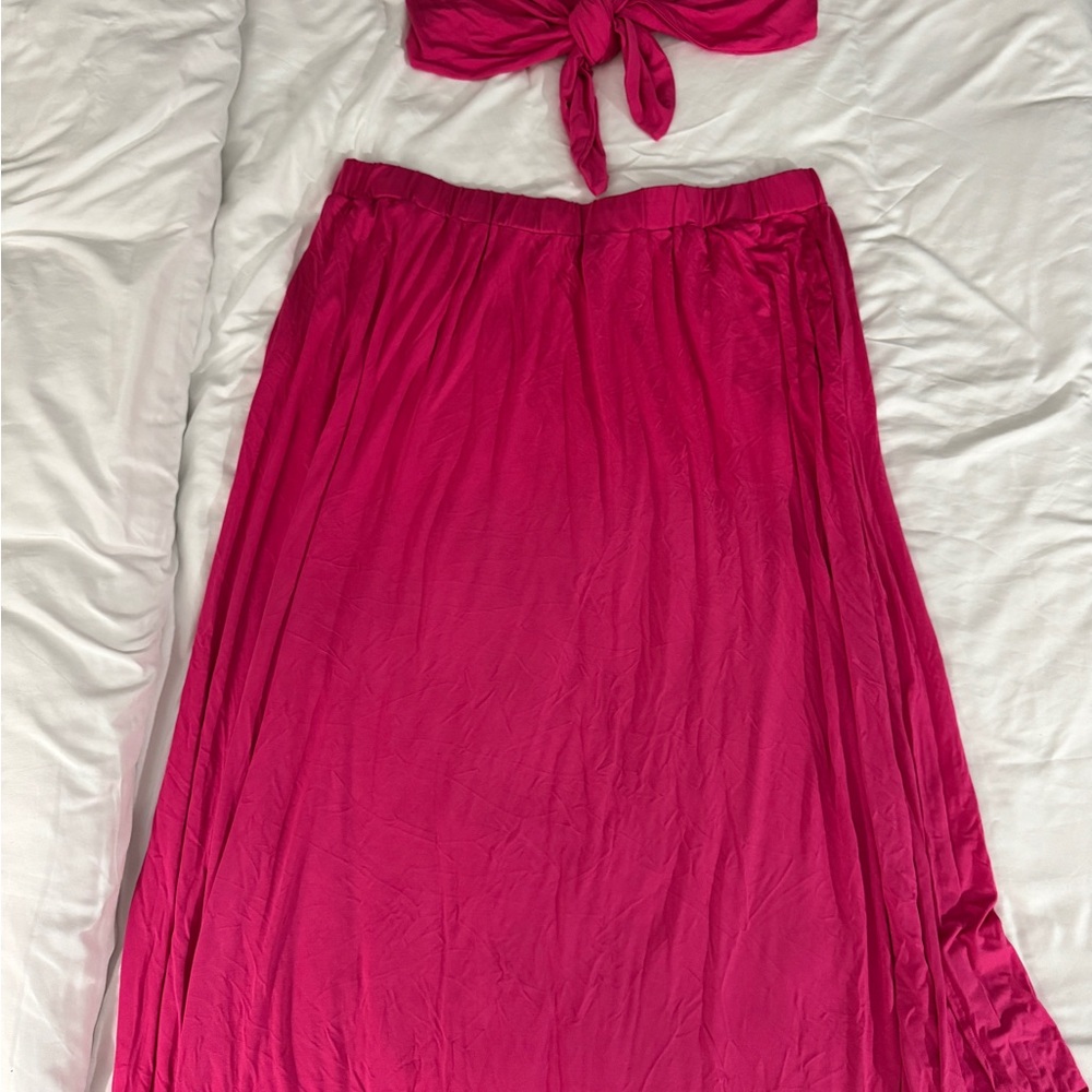 Pink Maxi Skirt two piece set